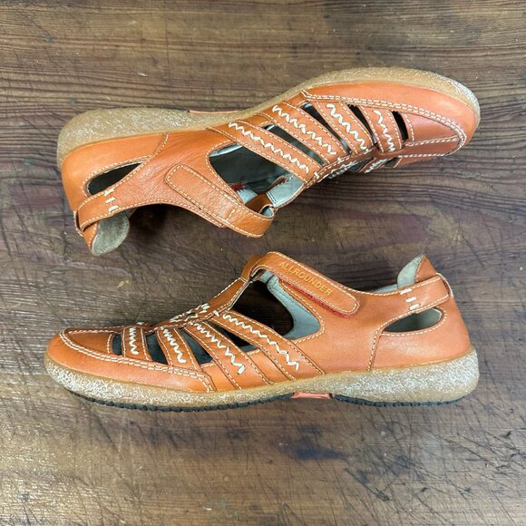 Mephisto Allrounder Galina Orange Leather Fisherman Sandals 7.5 - Picture 8 of 12